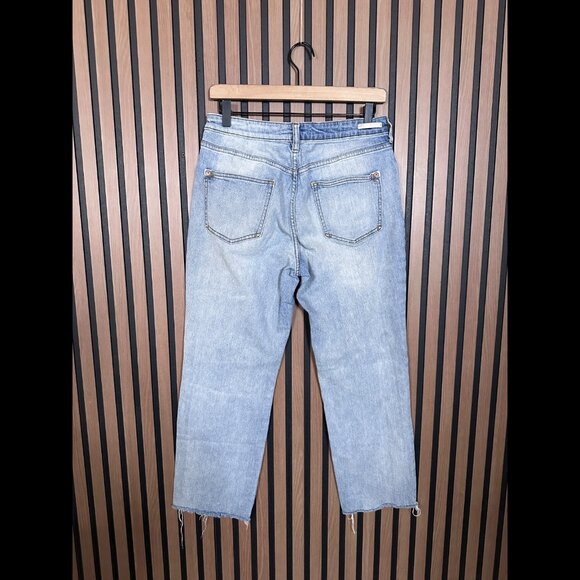 Pilcro Jeans 29 Womens Blue Relaxed Straight Frayed High Rise Distressed - Picture 2 of 10